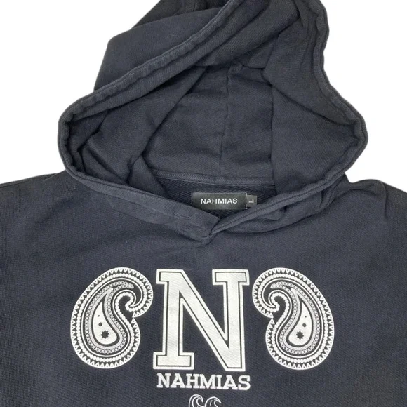 NAHMIAS - Collegiate Hoodie - Large- Black - 100% Cotton - Designer Streetwear